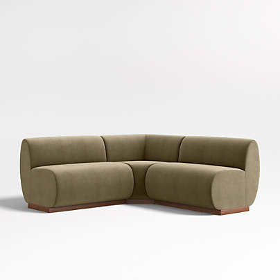 Leandro Hazel Green Double L-Shaped Loveseat Dining Banquette with Square Corner