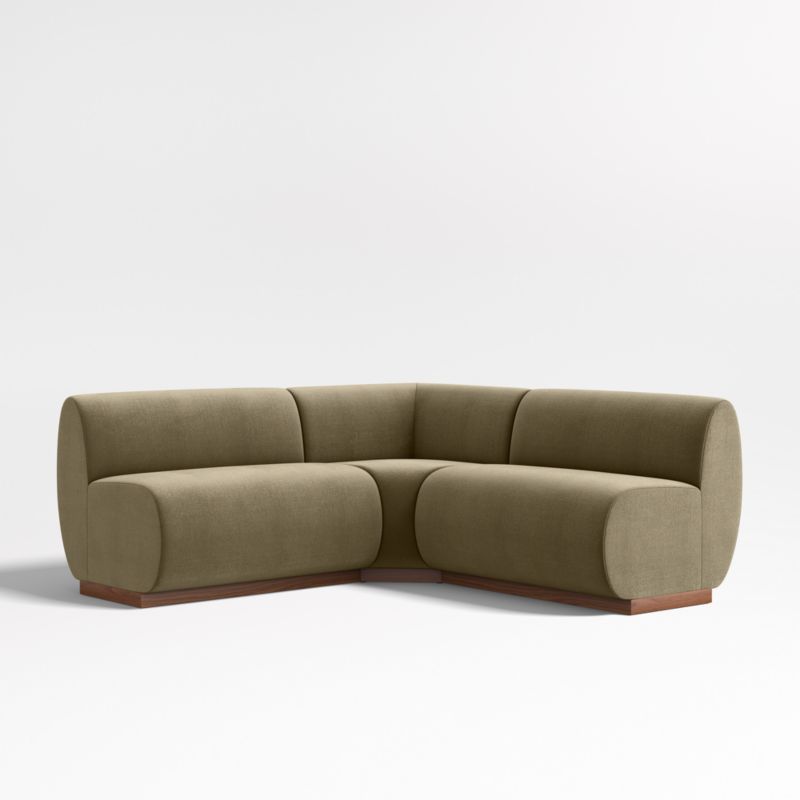 Leandro Hazel Green Single L-Shaped Loveseat Dining Banquette with Square Corner