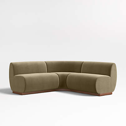 Leandro Hazel Green Double L-Shaped Loveseat Dining Banquette with Rounded Corner