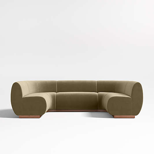 Leandro Hazel Green U-Shaped Dining Banquette with Rounded Corners