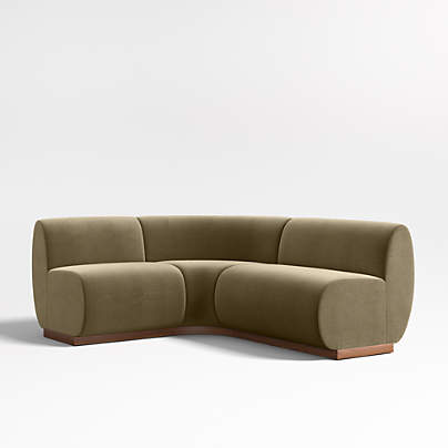 Leandro Hazel Green Single L-Shaped Loveseat Dining Banquette with Rounded Corner