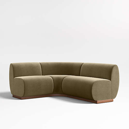 Leandro Hazel Green Single L-Shaped Loveseat Dining Banquette with Rounded Corner