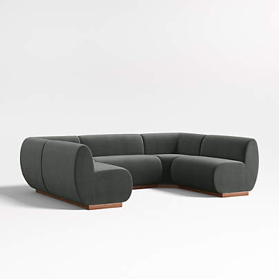 Leandro Noir Grey U-Shaped Dining Banquette with Square Corners