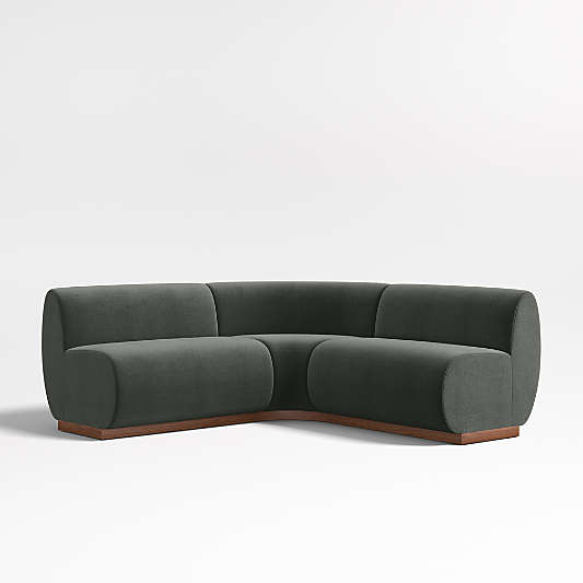 Leandro Noir Grey Double L-Shaped Loveseat Dining Banquette with Rounded Corner