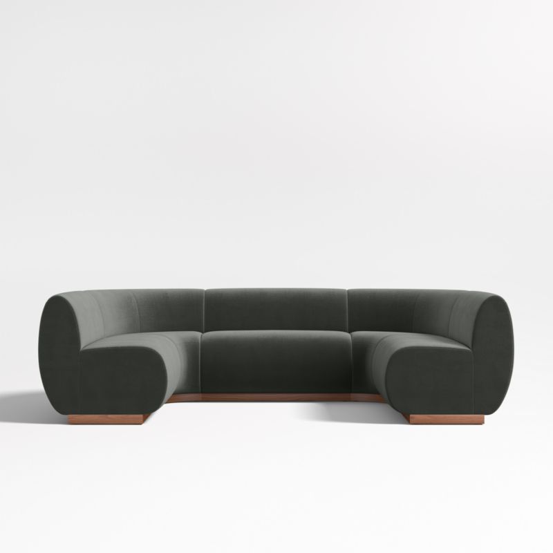 Leandro Noir Grey U-Shaped Dining Banquette with Rounded Corners - image 3 of 7