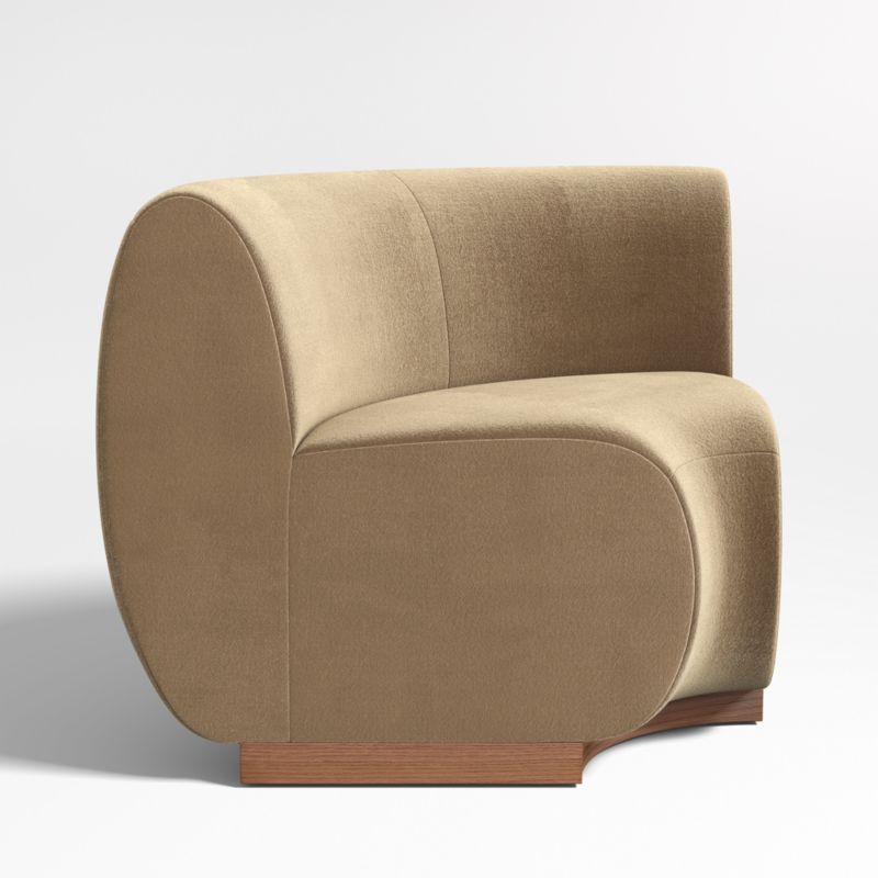 Leandro Ochre Brown Rounded Corner Dining Banquette Chair - image 4 of 7