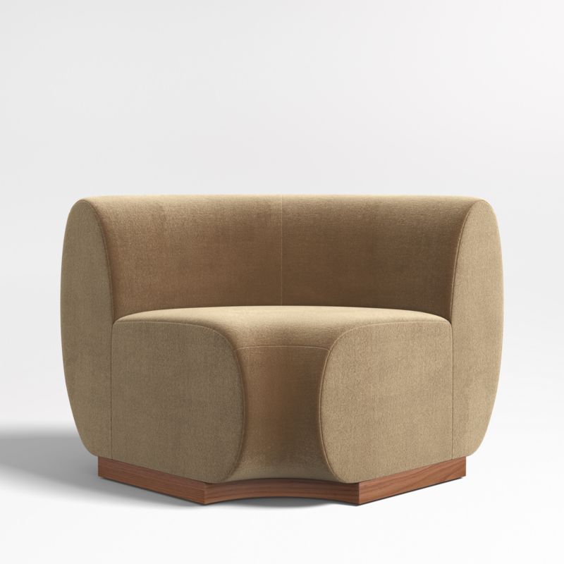 Leandro Ochre Brown Rounded Corner Dining Banquette Chair - image 0 of 7