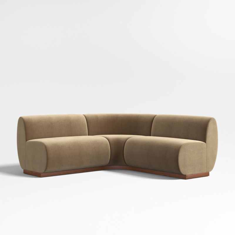 Leandro Ochre Brown Double L-Shaped Loveseat Dining Banquette with Rounded Corner - image 0 of 7