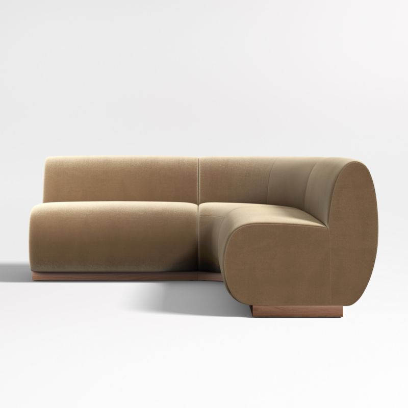 Leandro Ochre Brown Double L-Shaped Loveseat Dining Banquette with Rounded Corner - image 4 of 7