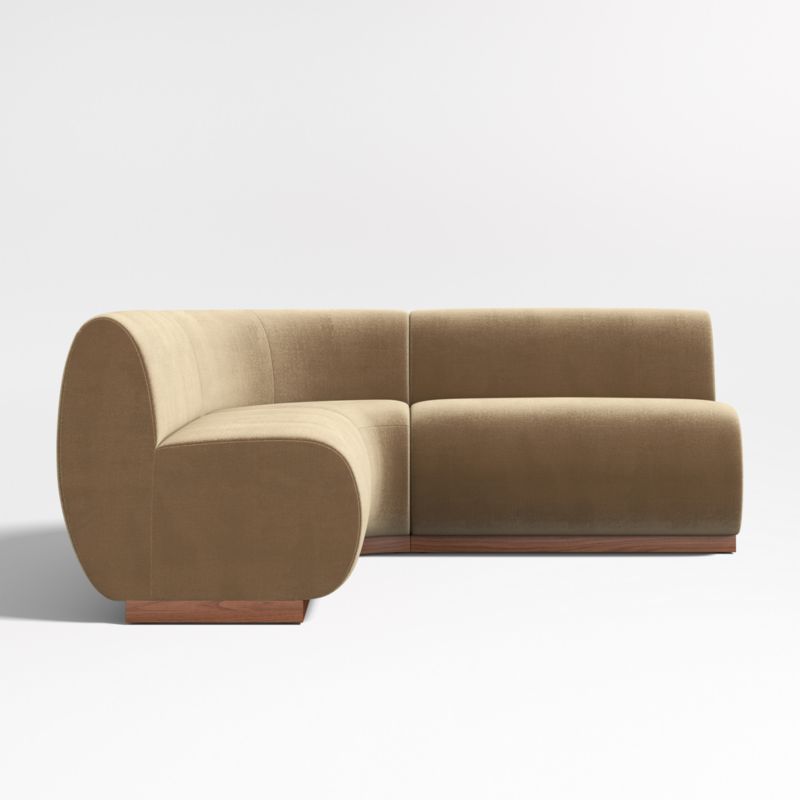 Leandro Ochre Brown Double L-Shaped Loveseat Dining Banquette with Rounded Corner - image 3 of 7