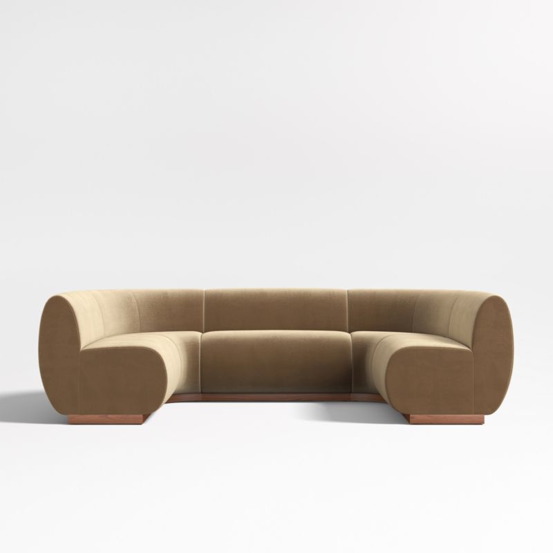 Leandro Ochre Brown U-Shaped Dining Banquette with Rounded Corners - image 3 of 7