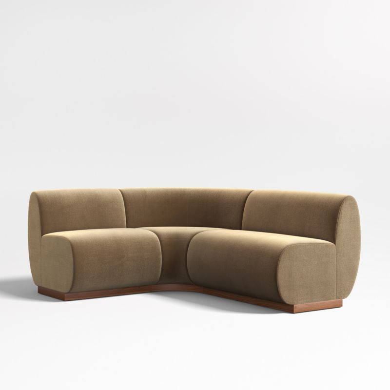 Leandro Ochre Brown Single L-Shaped Loveseat Dining Banquette with Rounded Corner - image 0 of 7