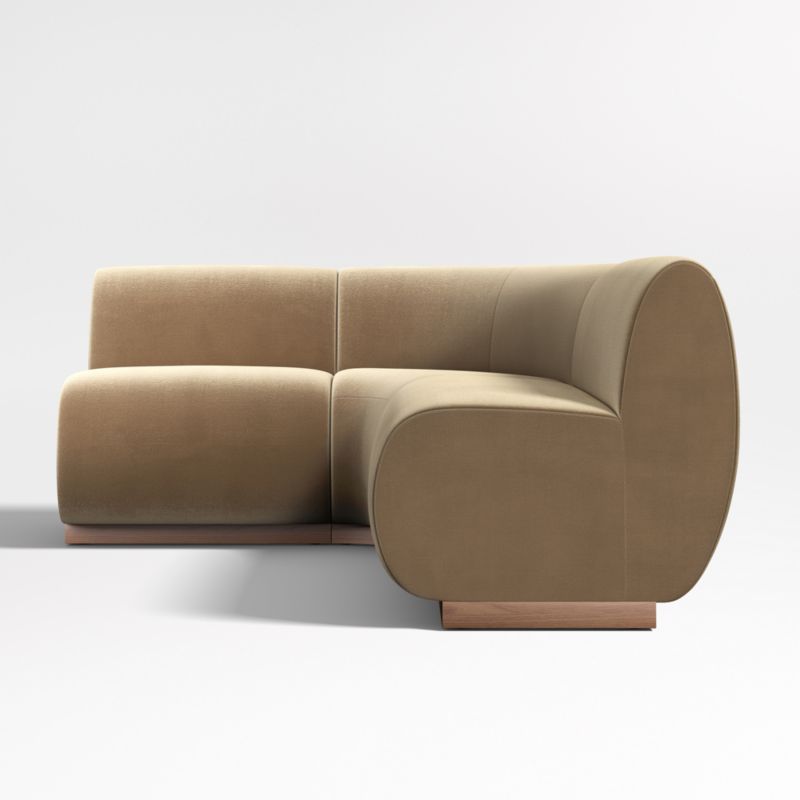 Leandro Ochre Brown Single L-Shaped Loveseat Dining Banquette with Rounded Corner - image 4 of 7