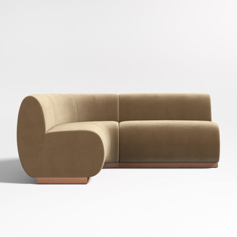 Leandro Ochre Brown Single L-Shaped Loveseat Dining Banquette with Rounded Corner - image 3 of 7