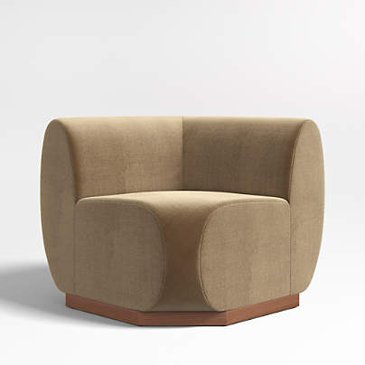 Leandro Ochre Brown Square Corner Dining Banquette Chair