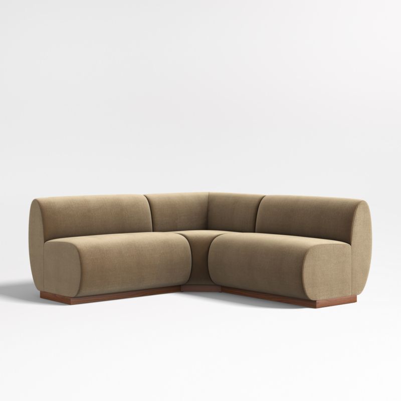 Leandro Ochre Brown Double L-Shaped Loveseat Dining Banquette with Square Corner - image 0 of 7