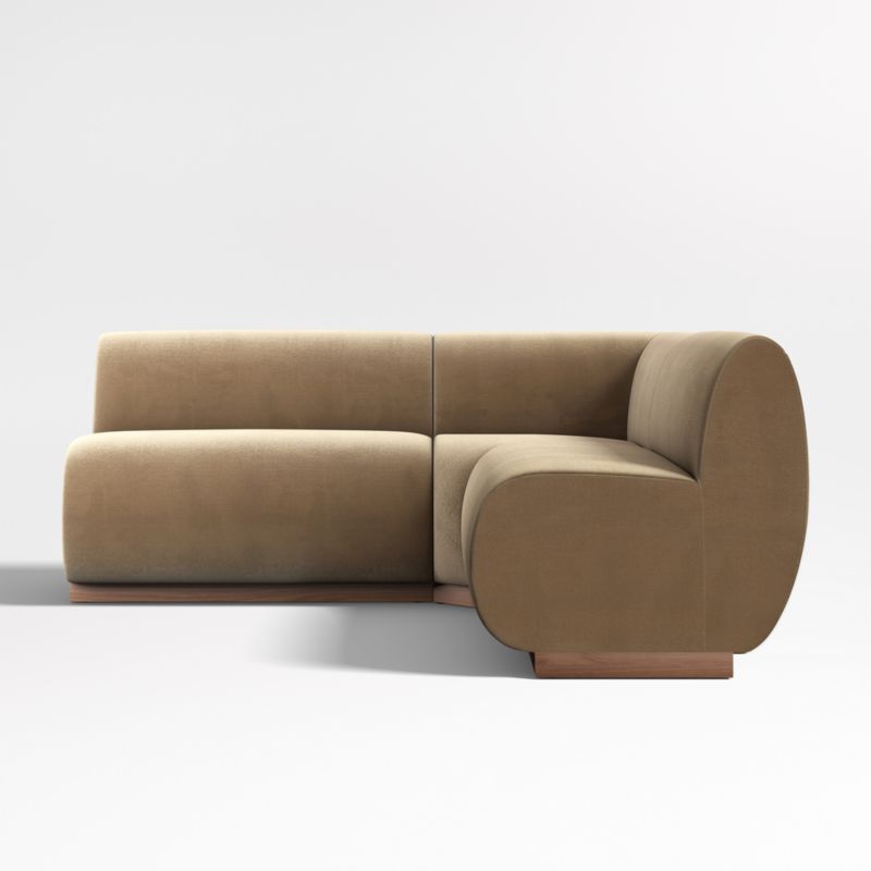 Leandro Ochre Brown Double L-Shaped Loveseat Dining Banquette with Square Corner - image 4 of 7