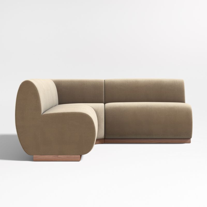 Leandro Ochre Brown Double L-Shaped Loveseat Dining Banquette with Square Corner - image 3 of 7