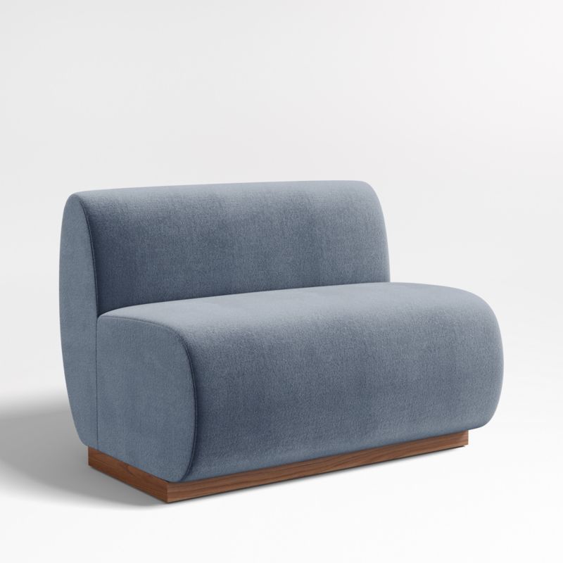 Leandro Slate Grey Single L-Shaped Loveseat Dining Banquette with Square Corner