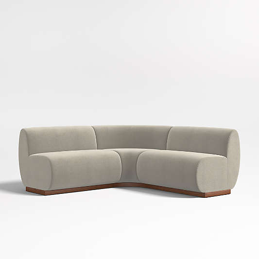 Leandro Tan Brown Double L-Shaped Loveseat Dining Banquette with Rounded Corner