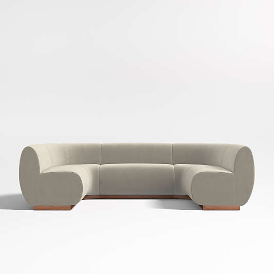 Leandro Tan Brown U-Shaped Dining Banquette with Rounded Corners