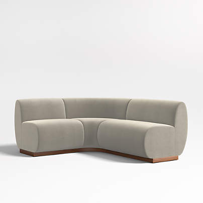 Leandro Tan Brown Single L-Shaped Loveseat Dining Banquette with Rounded Corner