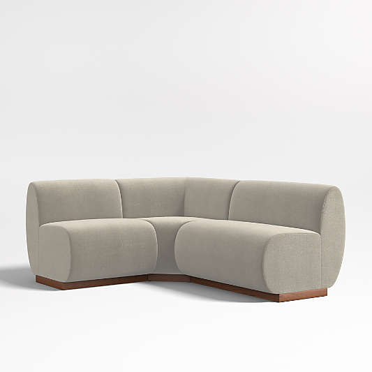 Leandro Tan Brown Single L-Shaped Loveseat Dining Banquette with Square Corner