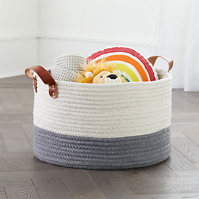 View Leather Handle Large Floor Rope Basket details
