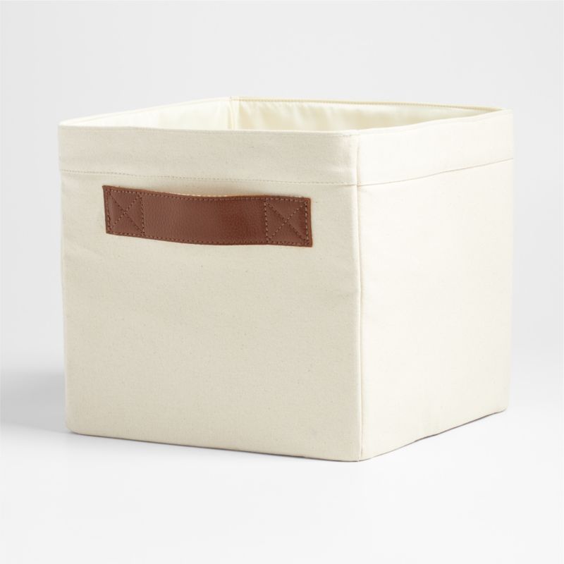 Canvas Kids Shelf Storage Bin with Brown Leather Handles + Reviews ...