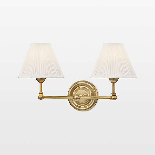 Leeds Brass Double-Light Wall Sconce Light
