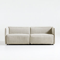 Cambria Pearl Boucle Deep-Seat Sofa with Tufted Arms 96