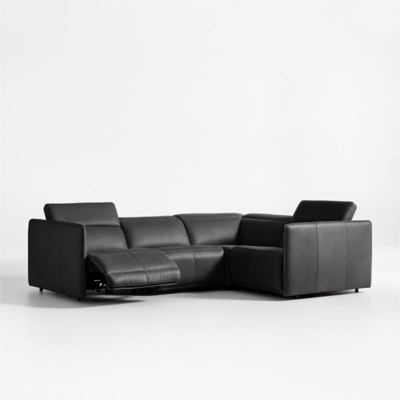 Leisure Power Recliner Leather 4-Piece Sectional Sofa - image 3 of 11