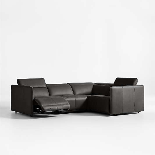 Leisure Power Recliner Leather 4-Piece Sectional Sofa