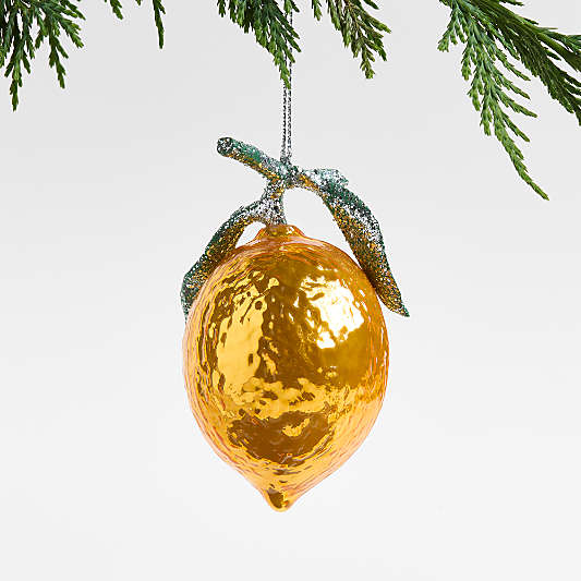 Glass Lemon Fruit Christmas Ornament