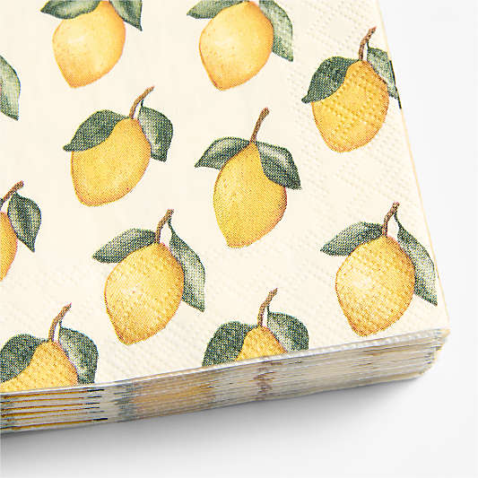 Lemon Printed Cocktail Napkins
