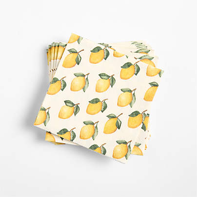 Lemon Printed Cocktail Napkins