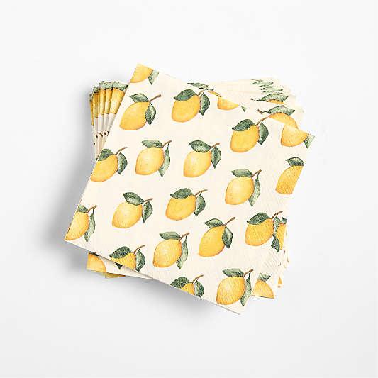 Lemon Printed Cocktail Napkins