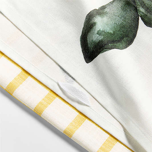 Lemon Print + Yarn-Dyed Yellow Plaid Organic Cotton Kitchen Dish Towel