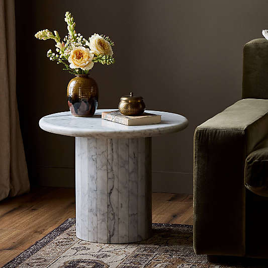 Leni White Calacatta Marble 23" End Table