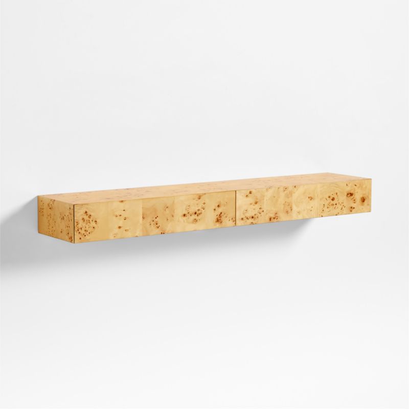 Leon Burl Wood Floating Shelf with Drawer - image 3 of 6