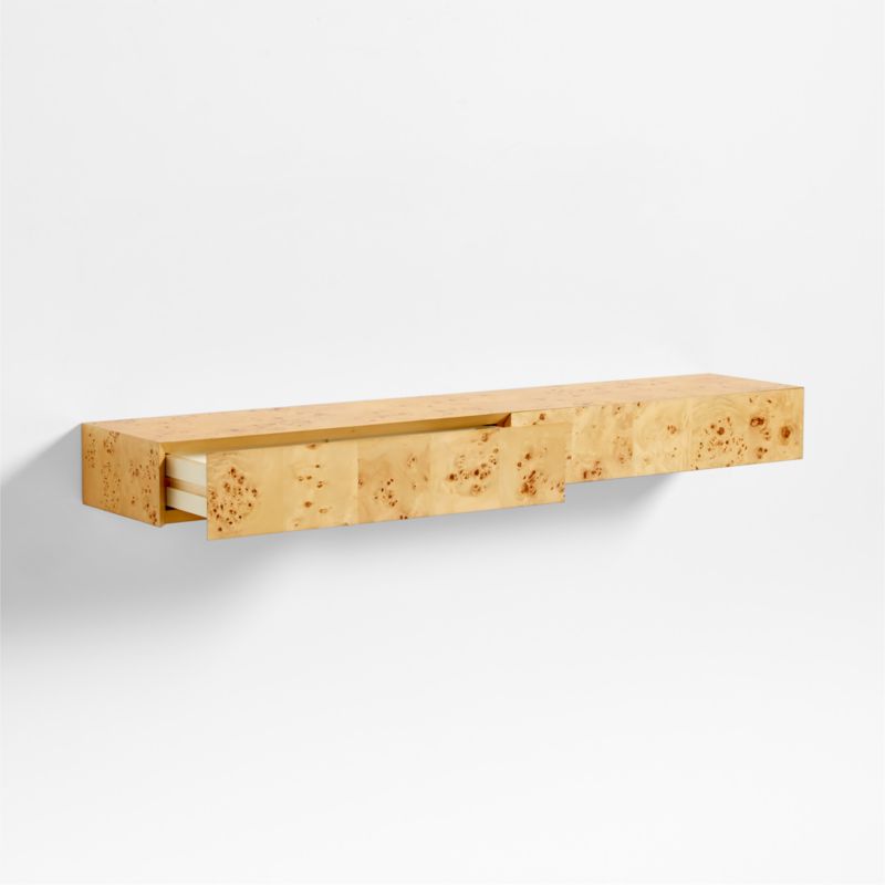 Leon Burl Wood Floating Shelf with Drawer - image 4 of 6