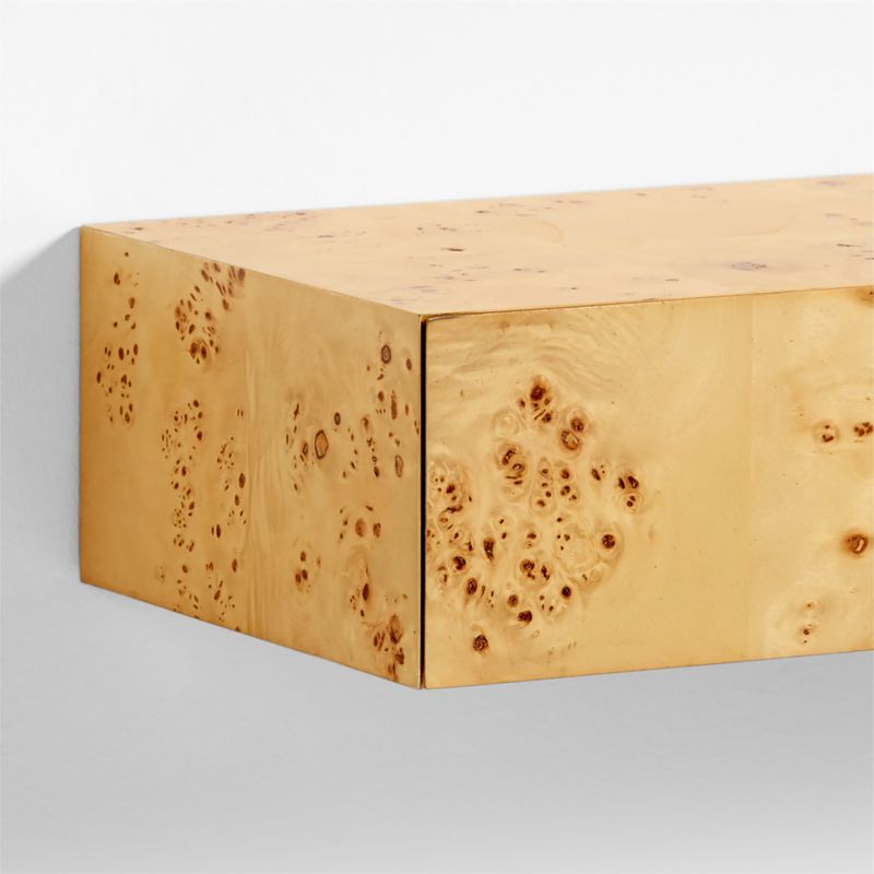 Leon Burl Wood Floating Shelf with Drawer - image 5 of 6