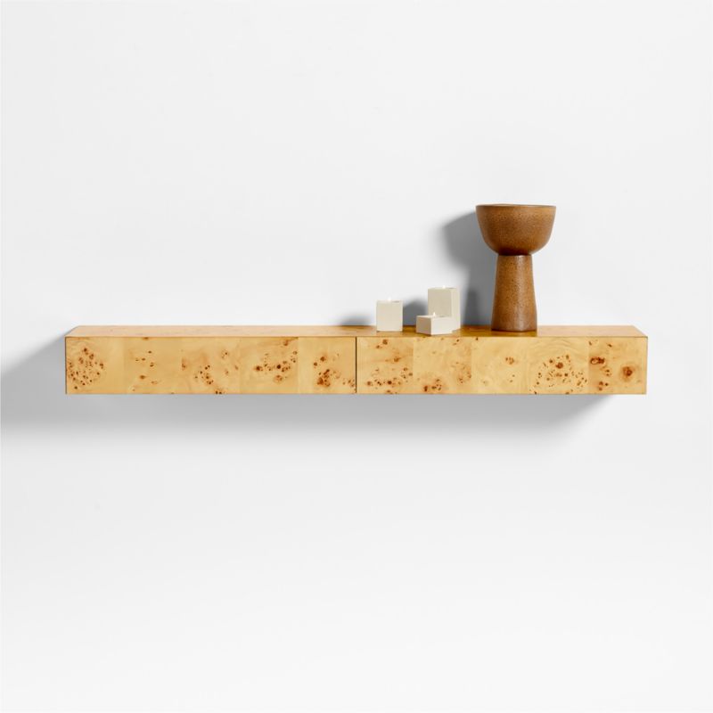 Leon Burl Wood Floating Shelf with Drawer - image 0 of 6