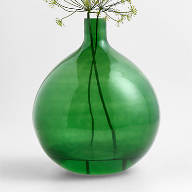 View Leone Round Green Glass Vase 17" details
