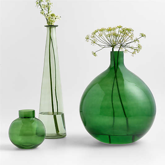 Leone Tall Green Glass Vase 22"