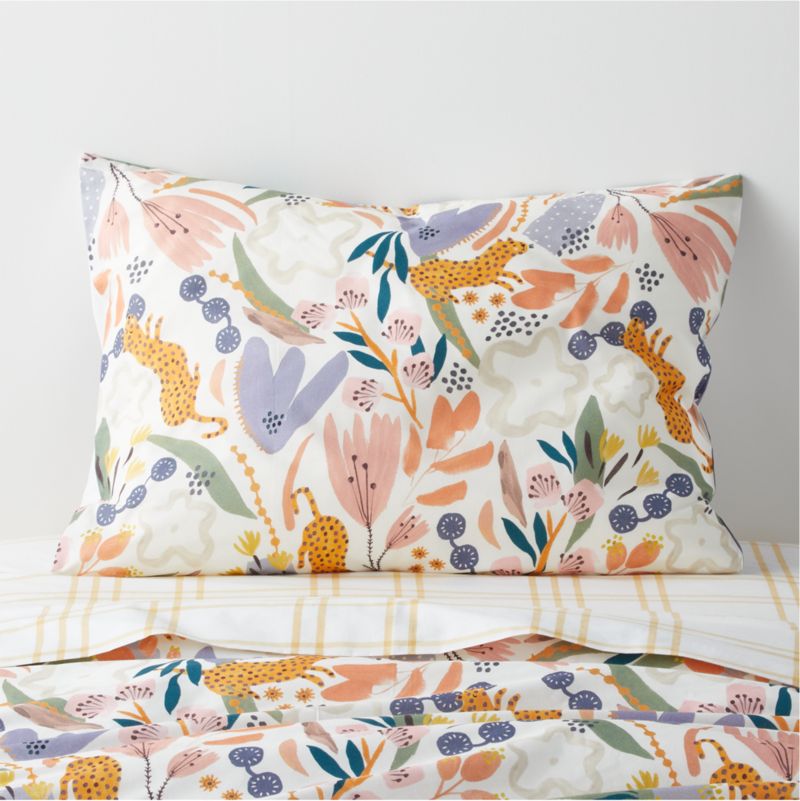 Leopard Floral Organic Cotton Kids Pillow Sham - image 0 of 4