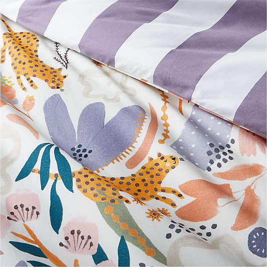 Leopard Floral 100% Organic Cotton Kids Full/Queen Duvet Cover