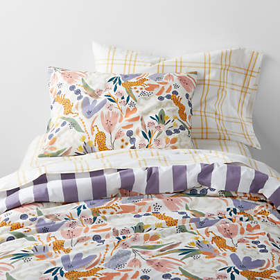 Leopard Floral Organic Cotton Kids Twin Duvet Cover