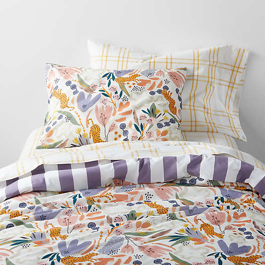 Leopard Floral Organic Cotton Kids Duvet Cover