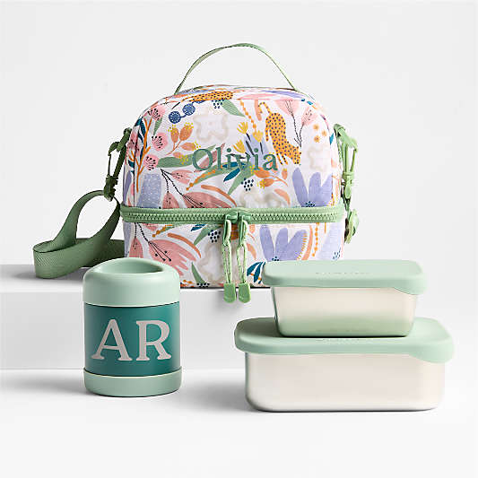 Leopard Floral Kids Lunch Box Bundle